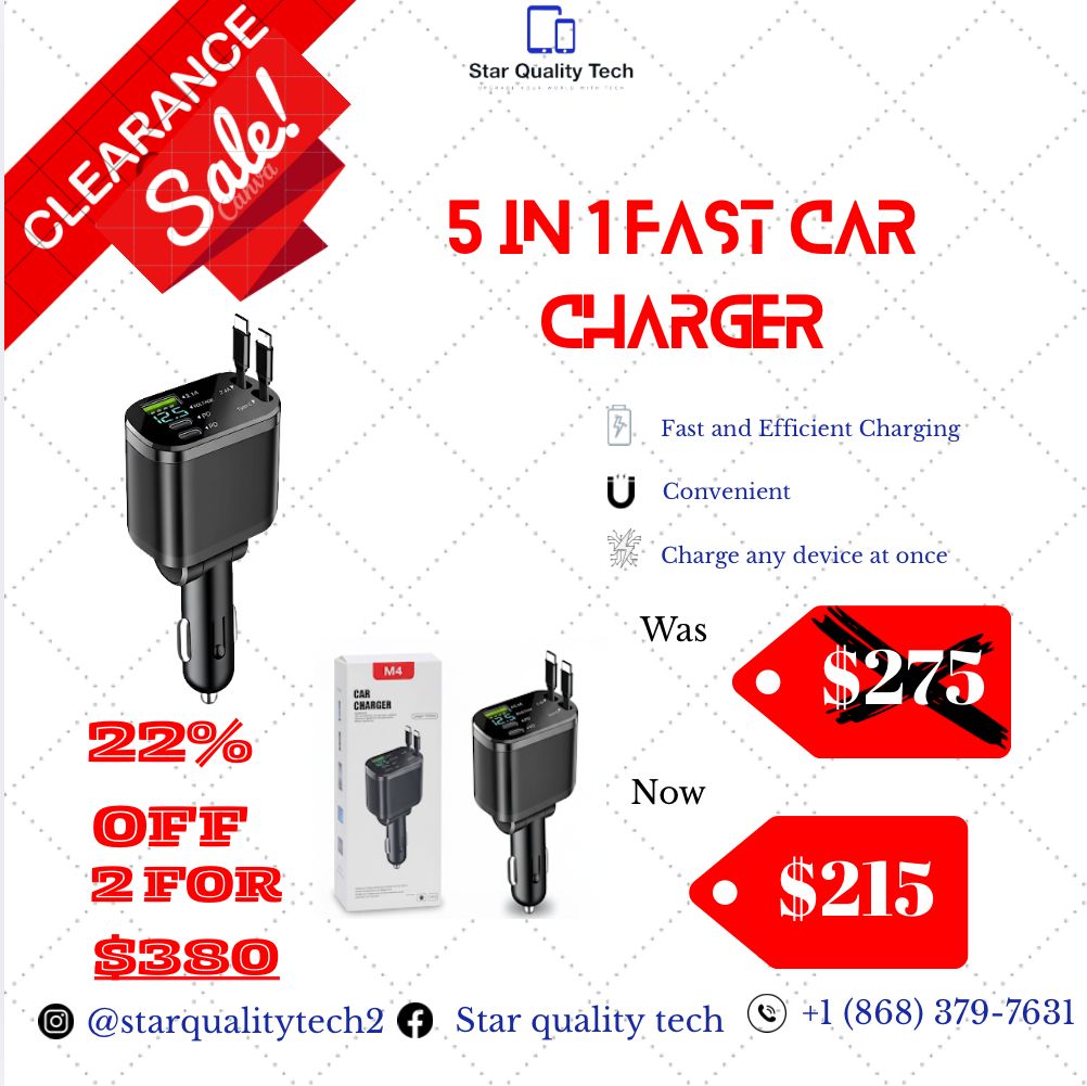 5 in 1 Fast Car Charger